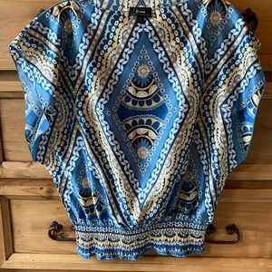 Blue floral silky top